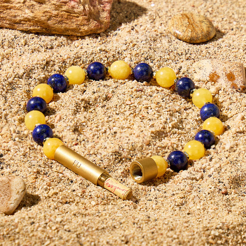 Fuattract Wishbeads Wisdom & Love–lapis Lazuli & Yellow Jade Intention Bracelet - 8mm - image 0