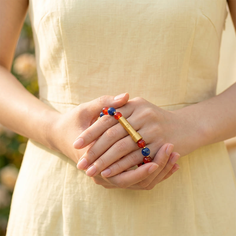 Fuattract Wishbeads Truth & Confidence–Red Agate & Lapis Lazuli Intention Bracelet - image 5