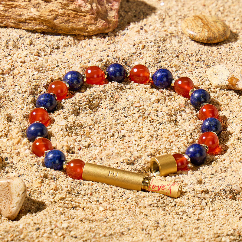 Fuattract Wishbeads Truth & Confidence–Red Agate & Lapis Lazuli Intention Bracelet - 8mm - image 0