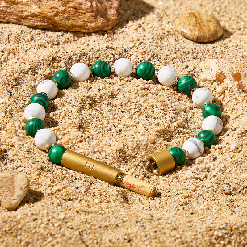 Fuattract Wishbeads Emotional Balance & Protection–Malachite & White Turquoise Intention Bracelet - 8mm - image 0