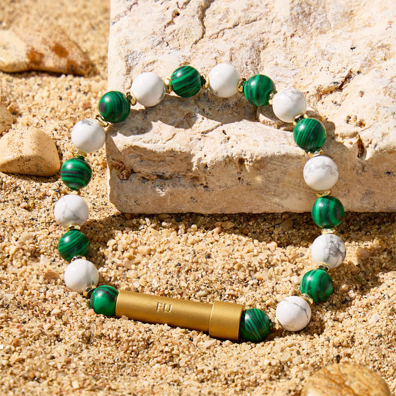 Fuattract Wishbeads Emotional Balance & Protection–Malachite & White Turquoise Intention Bracelet - image 2