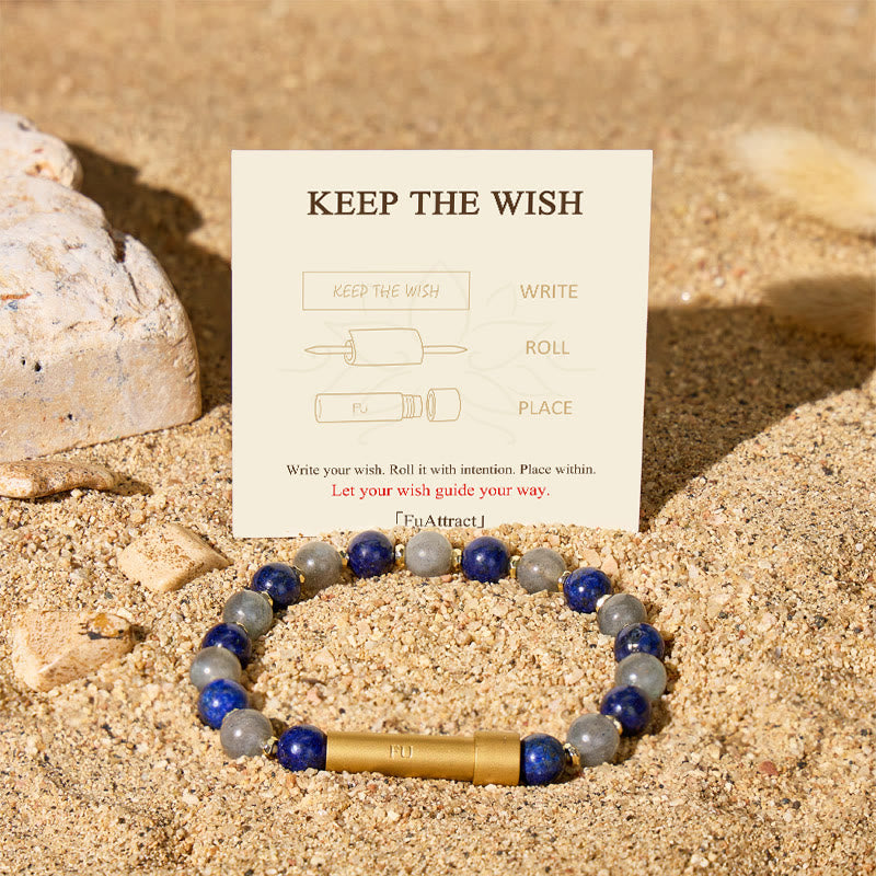 Fuattract Wishbeads Emotional Balance & Protection–Moonstone & Lapis Lazuli Intention Bracelet - image 1