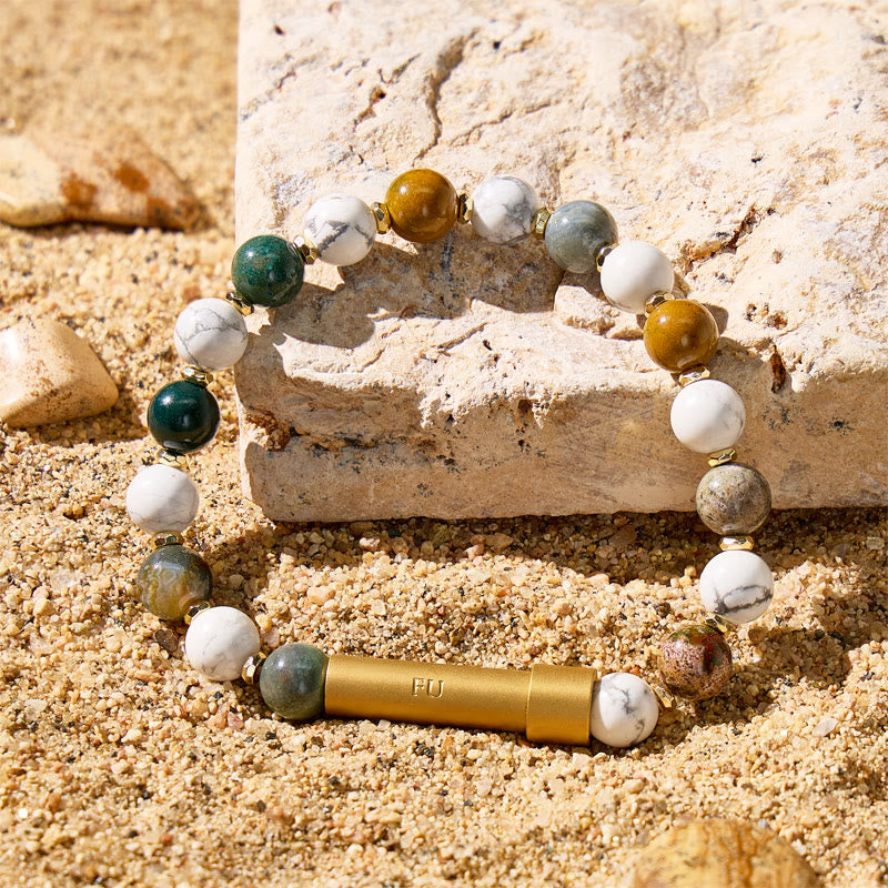 Fuattract Wishbeads Protection & Calm–Ocean Agate & White Turquoise Intention Bracelet - image 2