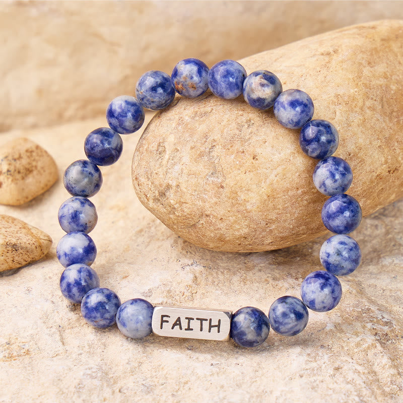FuAtrract Calm & Inner Peace Sodalite Faith Engraved Bracelet - Men (18-19cm) - image 0