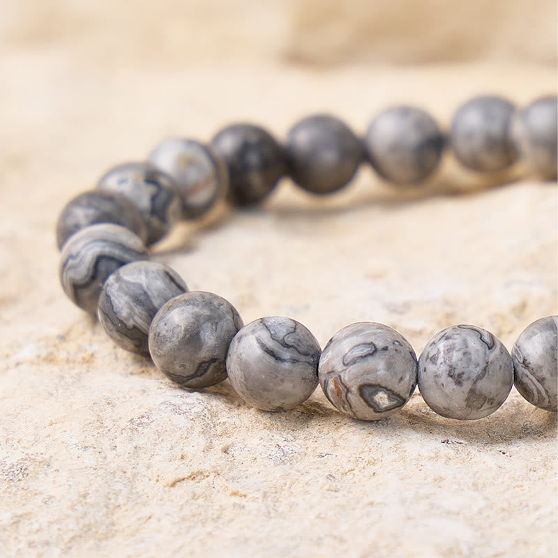 FuAttract  Balance Grounding & Stability Grey Jasper Grounded Engraved Bracelet - image 4