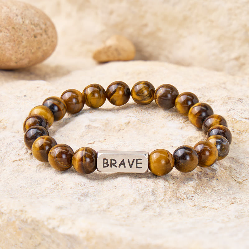FuAttract Confidence Focus & Courage Brave Tiger Eye Engraved Brave Bracelet - Men (18-19cm) - image 0