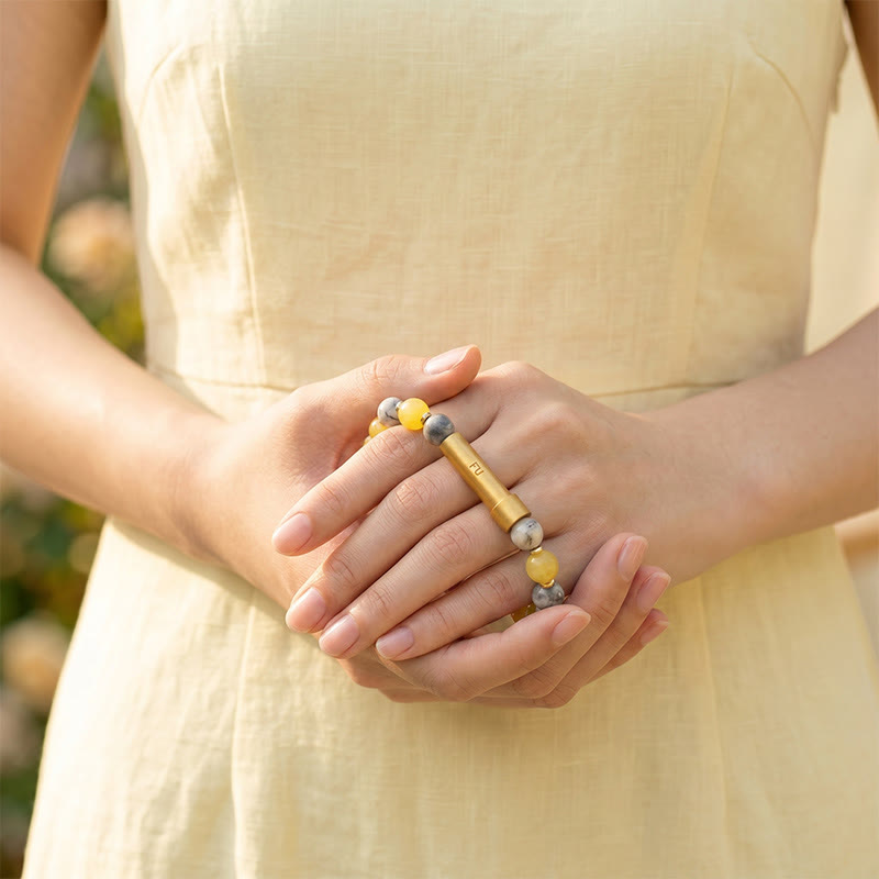 Fuattract Wishbeads Good Fortune & Stability–Grey Jasper & Yellow Jade Intention Bracelet - image 5