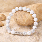 FuAttract Calm Communication & Emotional Balance White Turquoise Grateful Engraved Bracelet Jewelry Gift  - Men (18-19cm) - image 0