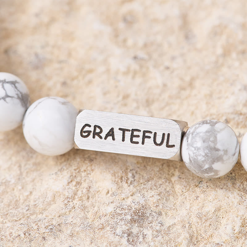 FuAttract Calm Communication & Emotional Balance White Turquoise Grateful Engraved Bracelet Jewelry Gift  - image 3