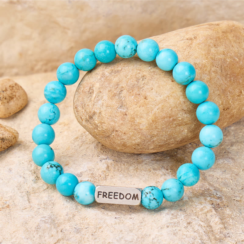 FuAttract Protection & Healing Turquoise Freedom Engraved Crystal Bracelet  - Men (18-19cm) - image 0