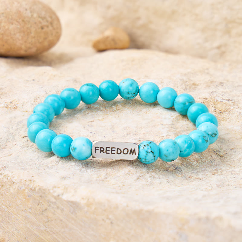 FuAttract Protection & Healing Turquoise Freedom Engraved Crystal Bracelet  - image 1