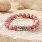 FuAttract Love Compassion & Emotional Balance Rhodonite Believe Engraved Bracelet - Men (18-19cm) - image 0