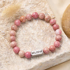 FuAttract Love Compassion & Emotional Balance Rhodonite Believe Engraved Bracelet - image 1