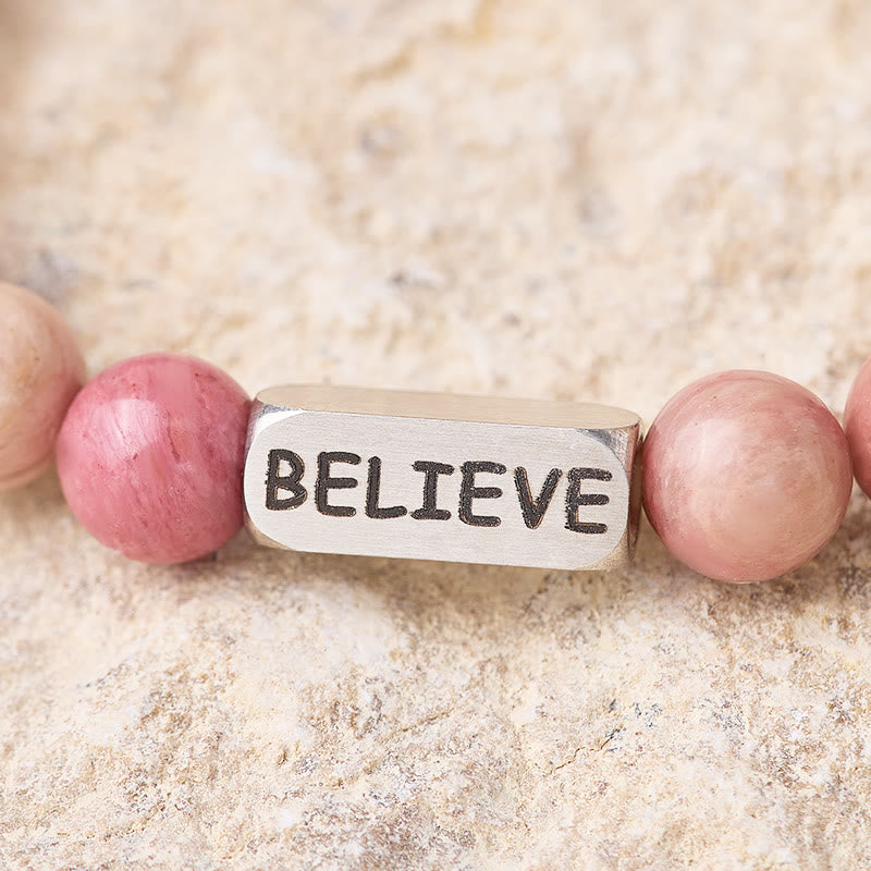 FuAttract Love Compassion & Emotional Balance Rhodonite Believe Engraved Bracelet - image 3