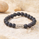 FuAttract Grounding & Calm Lava Rock Peace Engraved Crystal Healing Beaded Bracelet - image 1