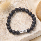 FuAttract Grounding & Calm Lava Rock Peace Engraved Crystal Healing Beaded Bracelet - image 2