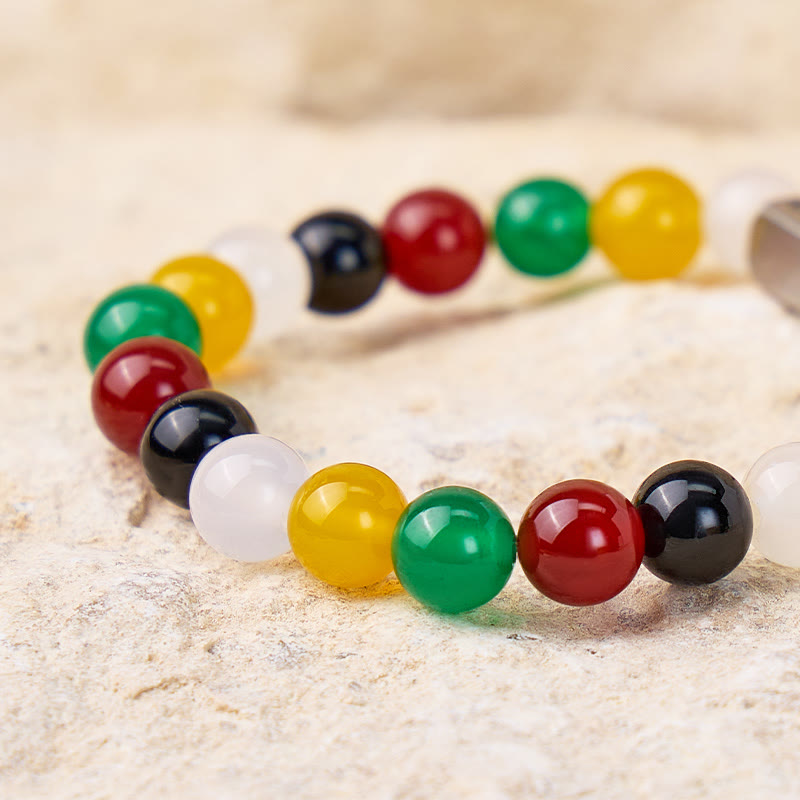 FuAttract Balance & Stability Multi Color Agate Harmony Engraved Bracelet  - image 4