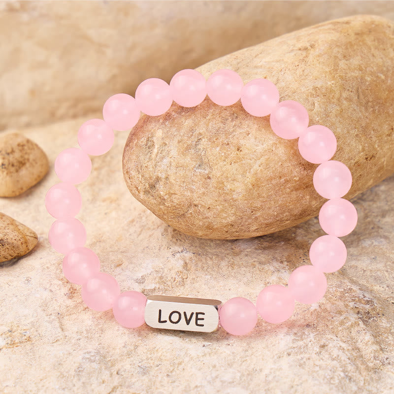 FuAttract Love & Harmony Rose Quartz Love Engraved Crystal Healing Beaded Bracelet - image 2