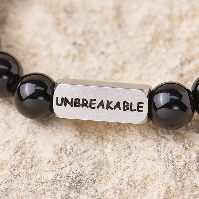 FuAttract Strength & Self Control Black Onyx Unbreakable Engraved Beaded Bracelet  - image 3