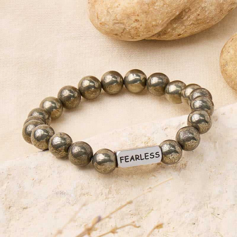 FuAttract Wealth Protection & Confidence Natural Pyrite Fearless Engraved Bracelet - image 1