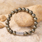 FuAttract Wealth Protection & Confidence Natural Pyrite Fearless Engraved Bracelet - Men (18-19cm) - image 0