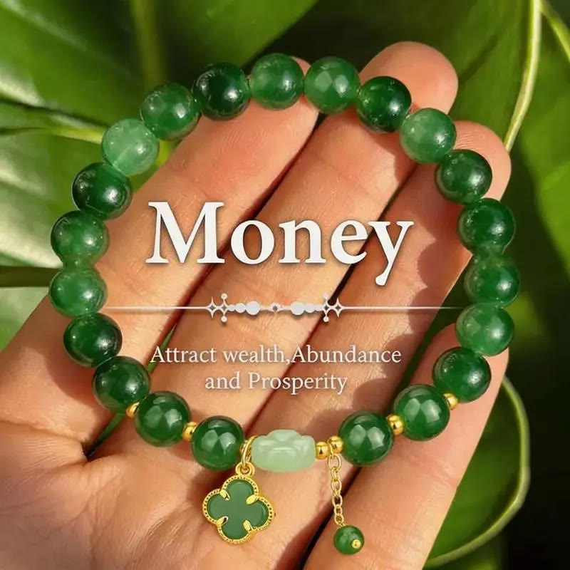 FuAttract Luck Growth & Opportunity Natural Green Aventurine Four-leaf Clover Bracelet - image 1