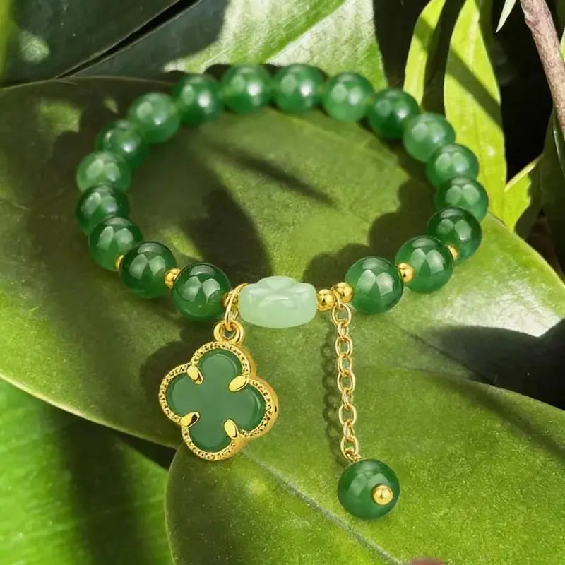 FuAttract Luck Growth & Opportunity Natural Green Aventurine Four-leaf Clover Bracelet - image 2