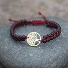 FuAttract Growth Balance & Connection Handmade Woven Tree of Life Bohemian Bracelet - Black Frosted Stone - Golden - image 10
