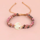 FuAttract Growth Balance & Connection Handmade Woven Tree of Life Bohemian Bracelet - Black Lace Rhodonite - Golden - image 12