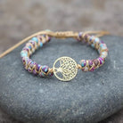 FuAttract Growth Balance & Connection Handmade Woven Tree of Life Bohemian Bracelet - Purple Flower - Golden - image 24