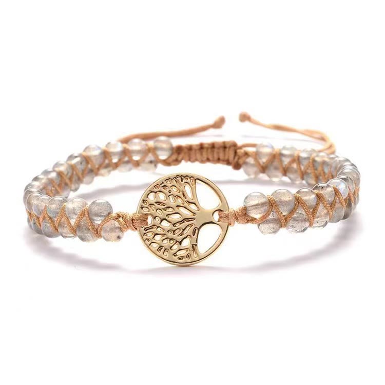 FuAttract Growth Balance & Connection Handmade Woven Tree of Life Bohemian Bracelet - Clear Quartz - Golden - image 31