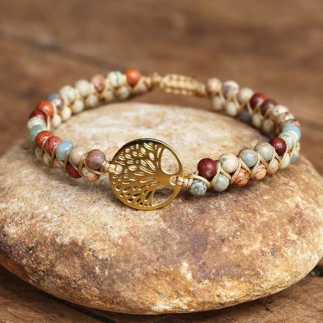 FuAttract Growth Balance & Connection Handmade Woven Tree of Life Bohemian Bracelet - Shoushan Stone - Golden - image 32