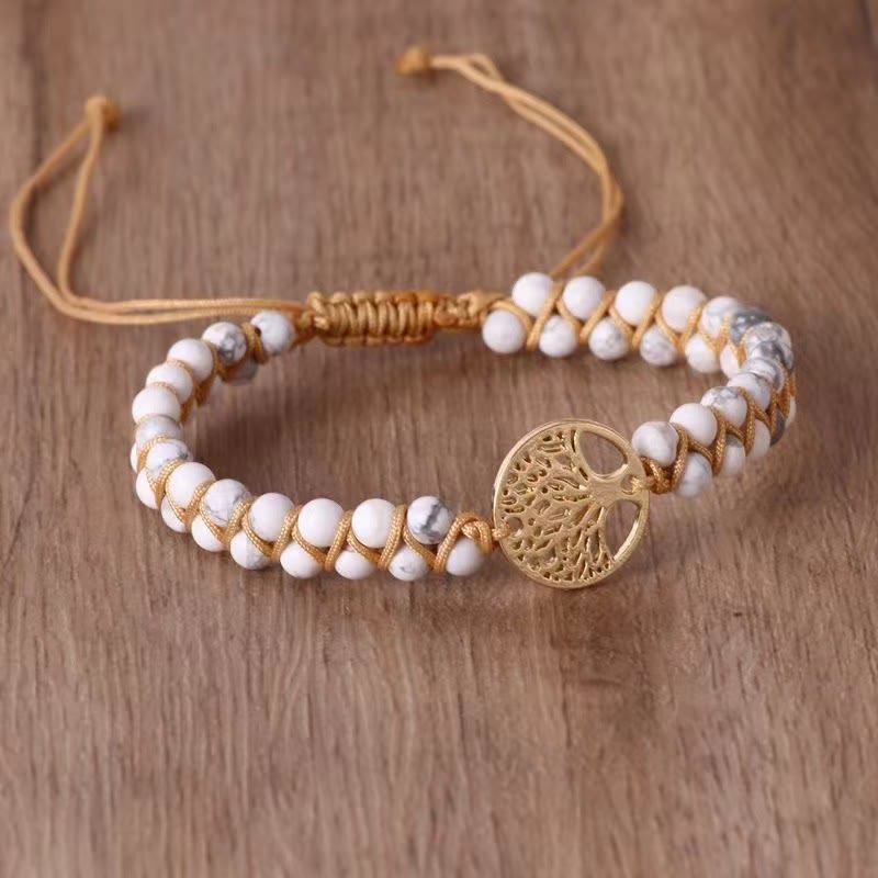 FuAttract Growth Balance & Connection Handmade Woven Tree of Life Bohemian Bracelet - White Turquoise 2 - Golden - image 15