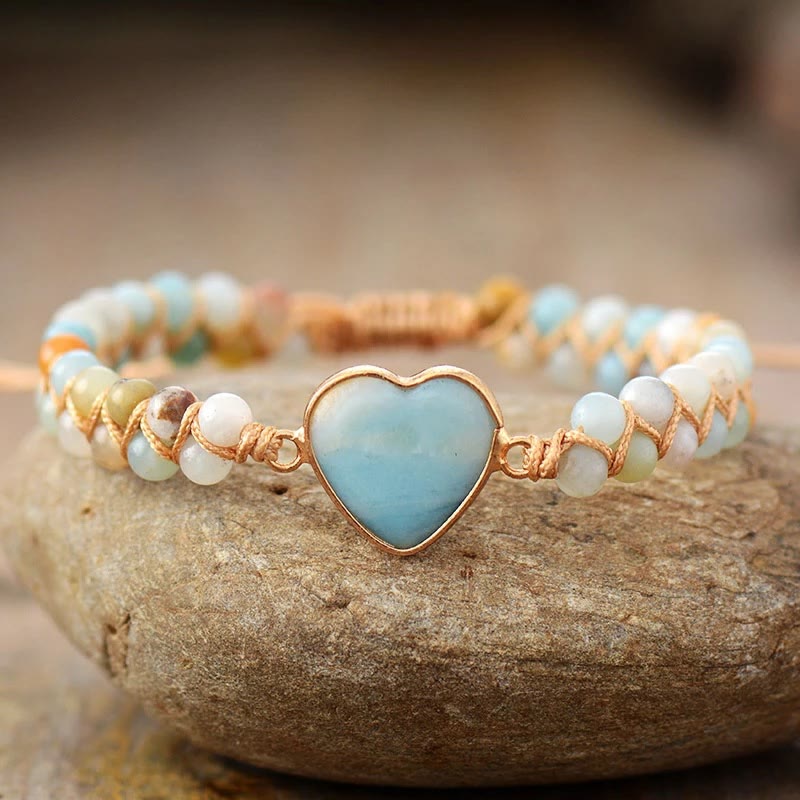 FuAttract Communication Calm & Emotional Balance Amazonite & Sodalite Heart Bracelet - Amazonite - image 7