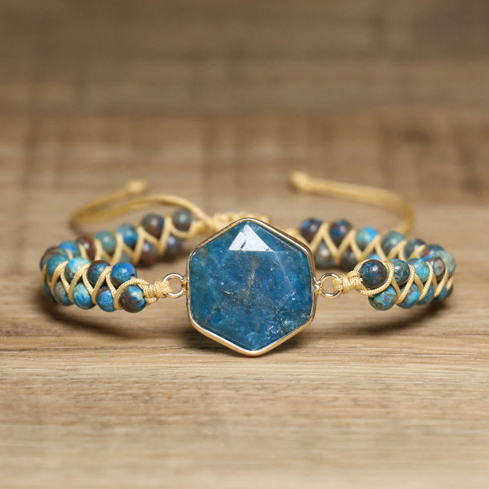 FuAttract Clarity Balance & Energy Vintage India Agate Diamond Shape Woven Bracelet - Apatite - image 11