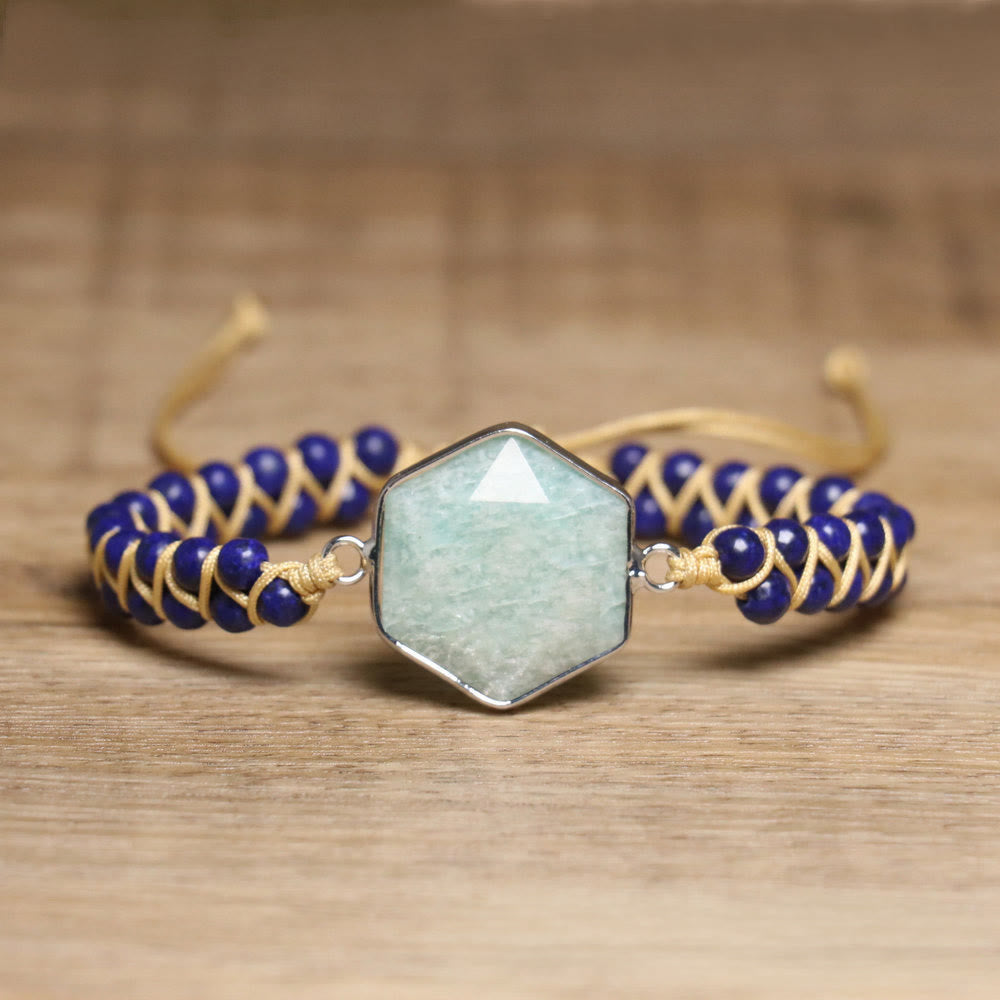 FuAttract Clarity Balance & Energy Vintage India Agate Diamond Shape Woven Bracelet - Amazonite - image 12