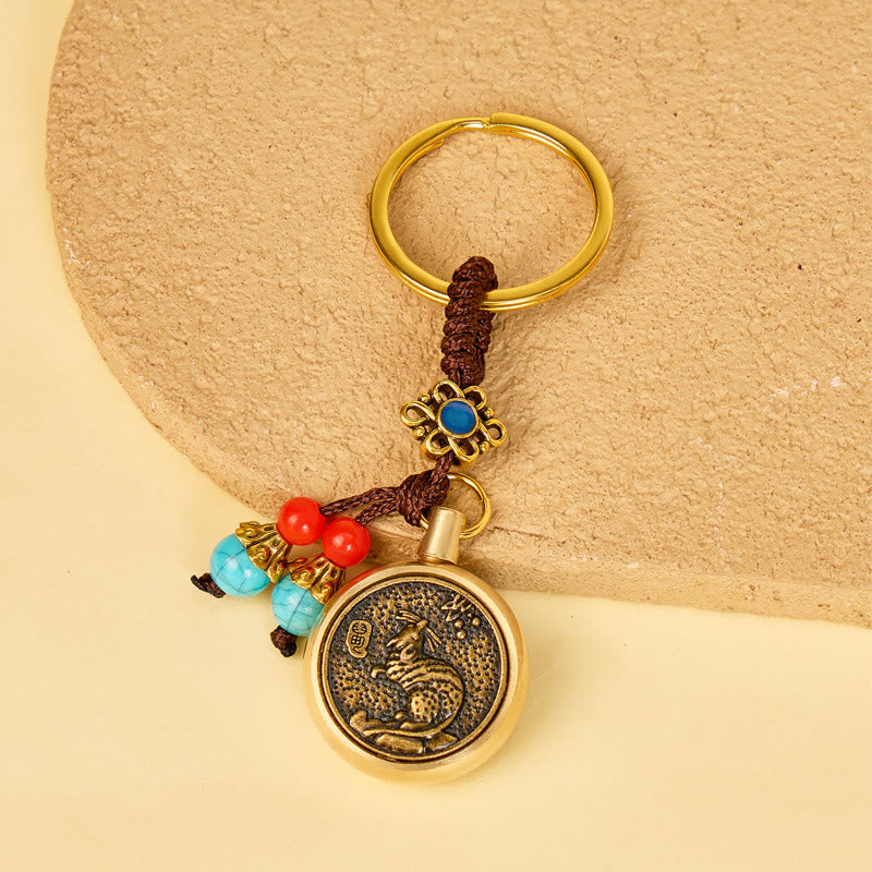 FuAttract Protection & Wealth Brass Chinese Zodiac Car Keychain  - Rat - image 0