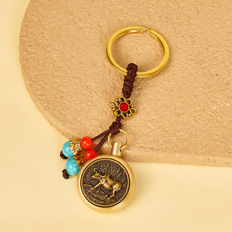 FuAttract Protection & Wealth Brass Chinese Zodiac Car Keychain  - Ox - image 1