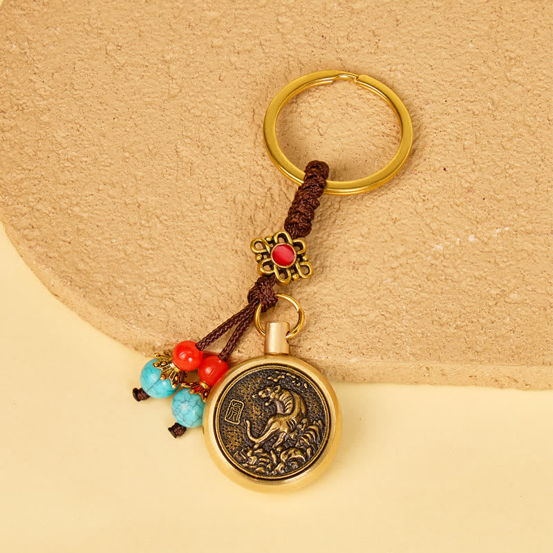 FuAttract Protection & Wealth Brass Chinese Zodiac Car Keychain  - Tiger - image 2