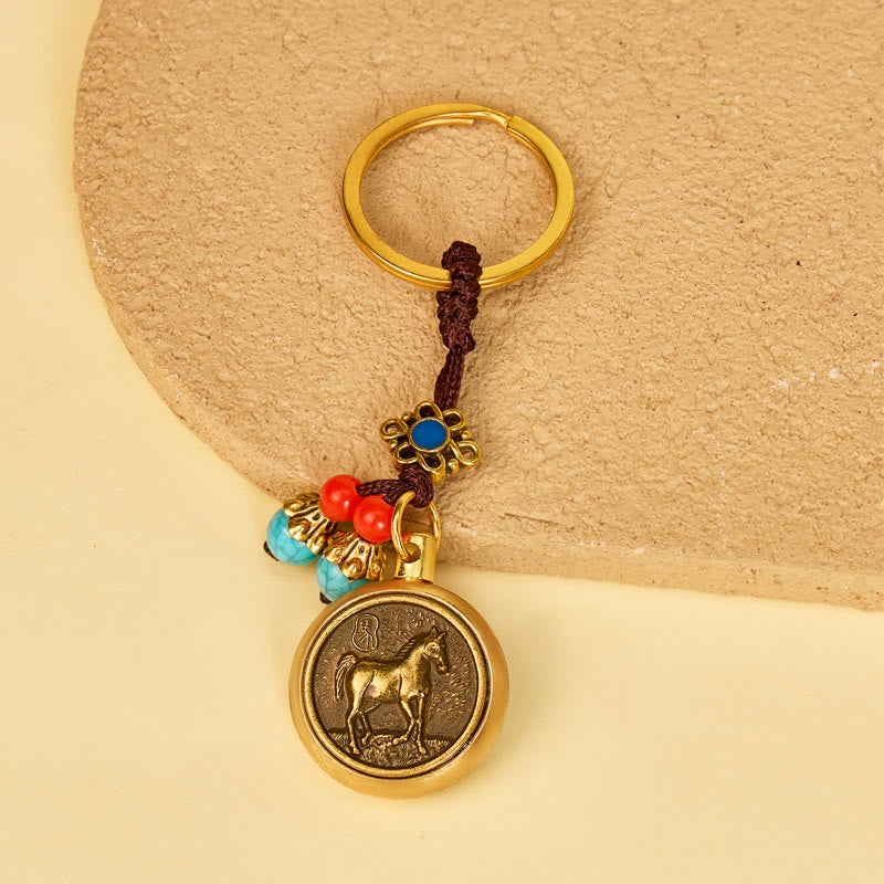 FuAttract Protection & Wealth Brass Chinese Zodiac Car Keychain  - Horse - image 6