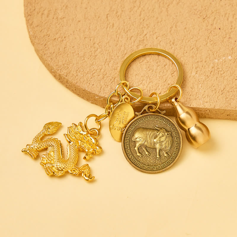 FuAttract Luck Protection & Prosperity Brass Chinese Zodiac Round Plaque Keychain - Ox - image 6