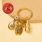 FuAttract Wealth Luck & Prosperity Brass Golden Cicada Fortune Bag Calabash Keychain - Brass - image 0