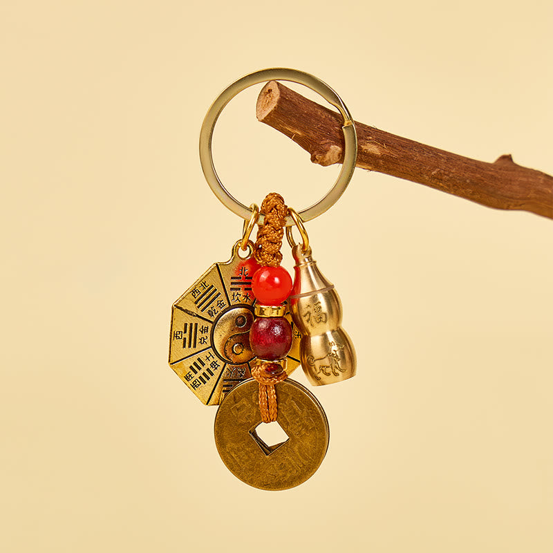 FuAttract Protection Luck & Harmony Brass Chinese Zodiac Calabash Keychain - image 2