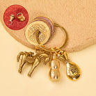 FuAttract Luck Prosperity & Protection Antique Brass Chinese Zodiac Fu Calabash Keychain - Rat - image 0