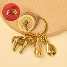 FuAttract Luck Prosperity & Protection Antique Brass Chinese Zodiac Fu Calabash Keychain - Ox - image 1