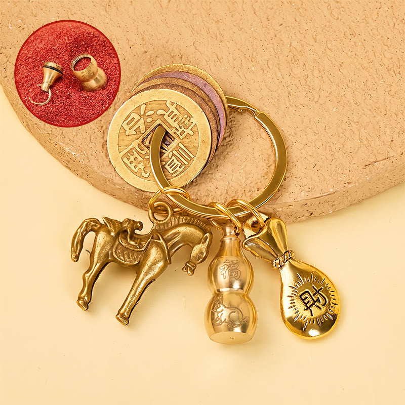 FuAttract Luck Prosperity & Protection Antique Brass Chinese Zodiac Fu Calabash Keychain - Rabbit - image 3