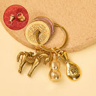 FuAttract Luck Prosperity & Protection Antique Brass Chinese Zodiac Fu Calabash Keychain - Rabbit - image 3