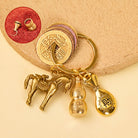 FuAttract Luck Prosperity & Protection Antique Brass Chinese Zodiac Fu Calabash Keychain - Snake - image 5