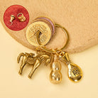 FuAttract Luck Prosperity & Protection Antique Brass Chinese Zodiac Fu Calabash Keychain - Horse - image 6