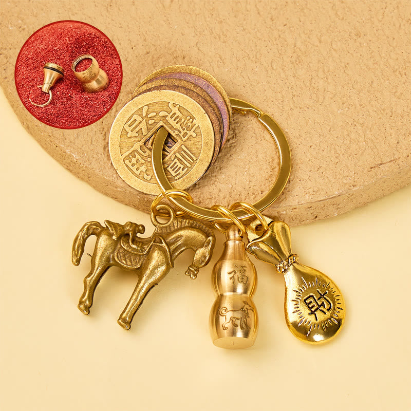 FuAttract Luck Prosperity & Protection Antique Brass Chinese Zodiac Fu Calabash Keychain - Dog - image 10